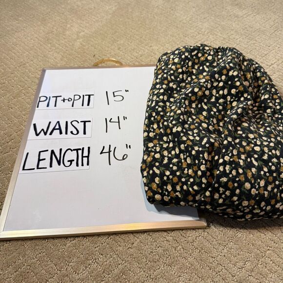 Sachiko Dress Womens Small Black Dark Floral Corduroy Peasant Cottagecore Boho - Picture 9 of 9